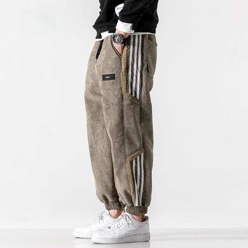 

Winter Korean Style Hip Hop Thick Casual Harem Pants Streetwear Fashion Sweatpants Kpop Joggers Men Harajuku Striped Jogging