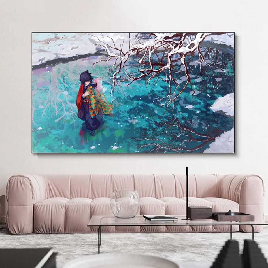 

Japanese Anime Kimetsu no Yaiba Hot-blooded Character Personality Poster Canvas Decorative Painting Children's Room Home Decorat