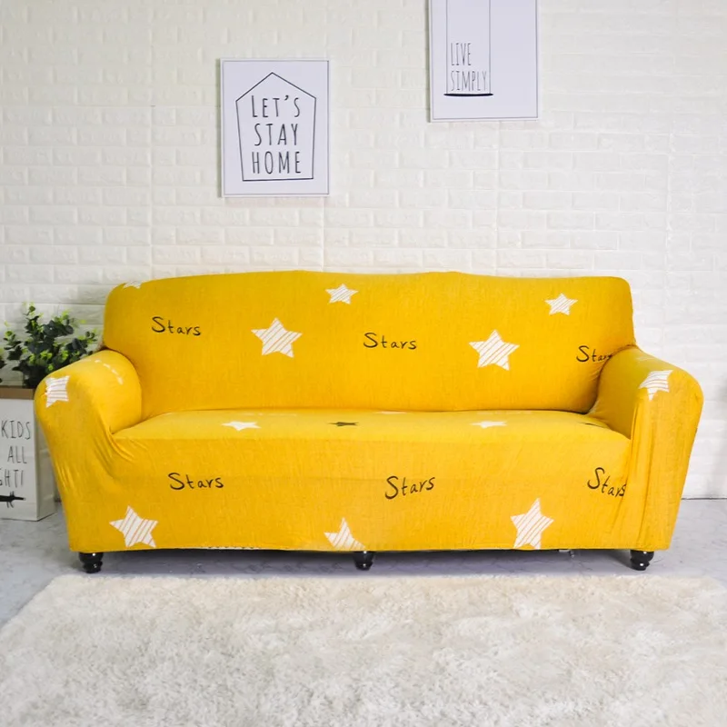 Yellow Star Чехол для дивана эластичный для гостиной эластичное кресло чехол с рисунком 1/2/3/4 места - Цвет: Yellow Star