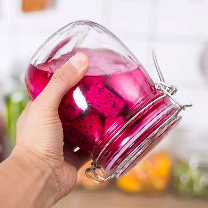 500ml-2000 мл, прозрачный стеклянный герметичный резервуар для кухни, разное зерно, фрукты, варенья, чайник для хранения листьев