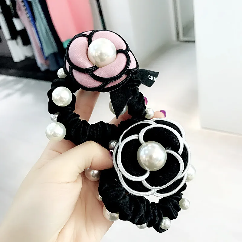 Женские резинки для волос Камелия модный конский хвостик с жемчужинами в