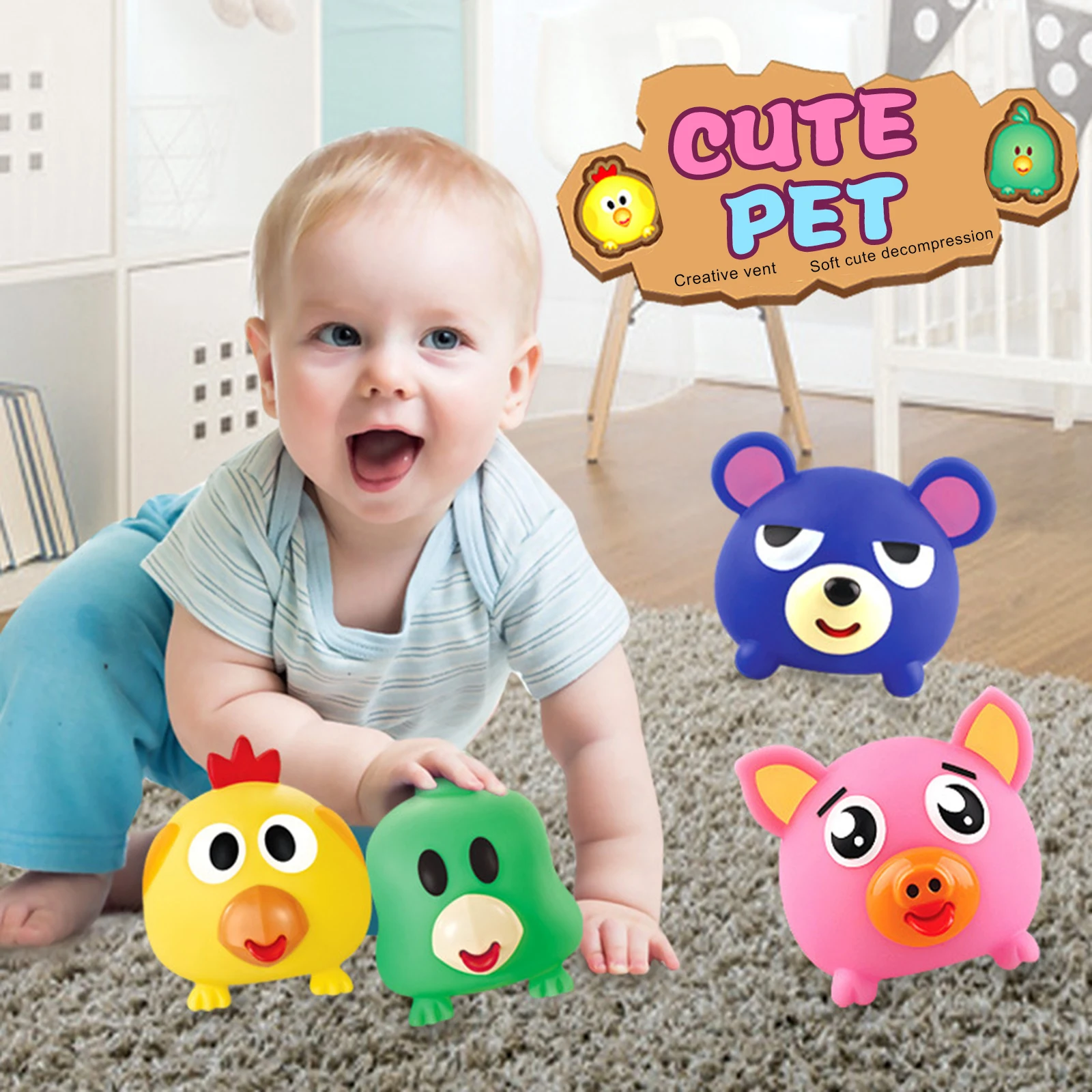 Выжимает язык игрушка создание звука мультфильм животные милые куклы снятие