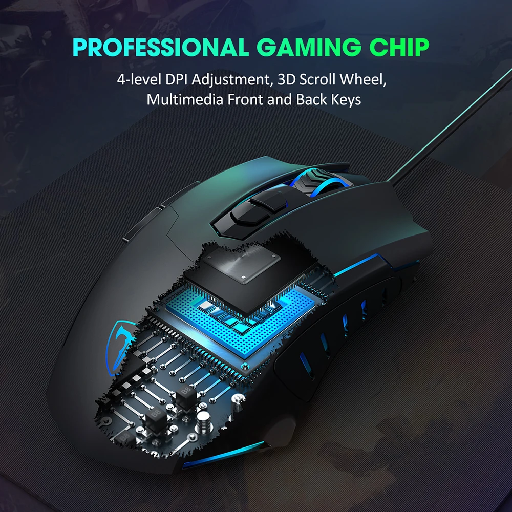Мышь игровая Проводная VicTsing PC034 7200 DPI 7 программируемых кнопок|Мыши| |