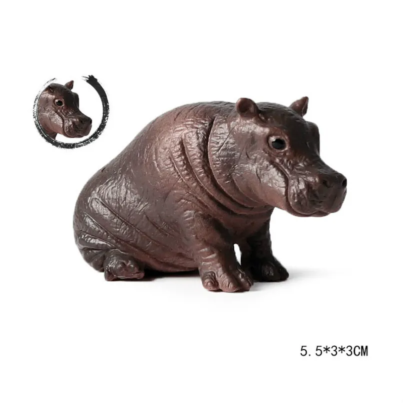 Little hippo Милый куб модель моделирование зоопарк дикая природа фигура прекрасная образовательная детская панда Лев Зебра слон животное игрушка для детей Декор подарок - Цвет: Little hippo