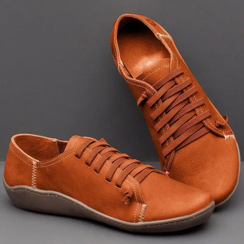 

Women's PU Leather Vintage Ankle Boots Women Short Plush Winter Cross Strap Women Flat Ladies Shoes Woman Botas Mujer