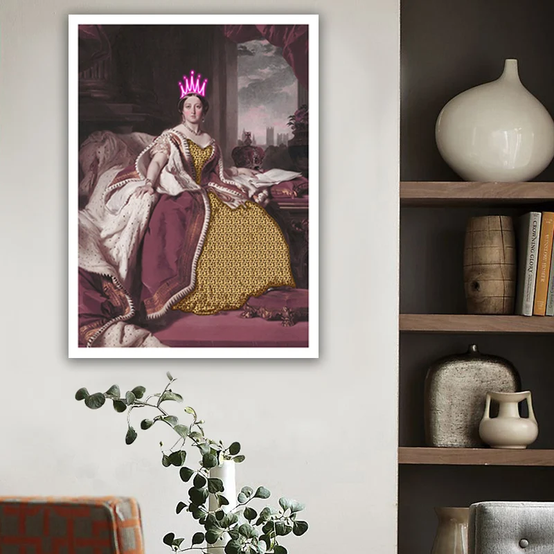 

Queen Victoria Neon Portrait Oil Painting Canvas Posters and Prints Scandinavian Wall Pictures for Living Room Home Decor Art
