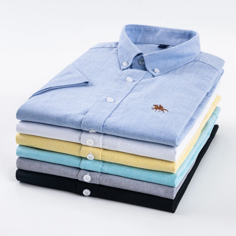 

Men Dress Shirt 2021 Summer Short Sleeve White Tuxedo Shirt Plus Size Embroidery Commute Tops Business Solid Color Male Clothes