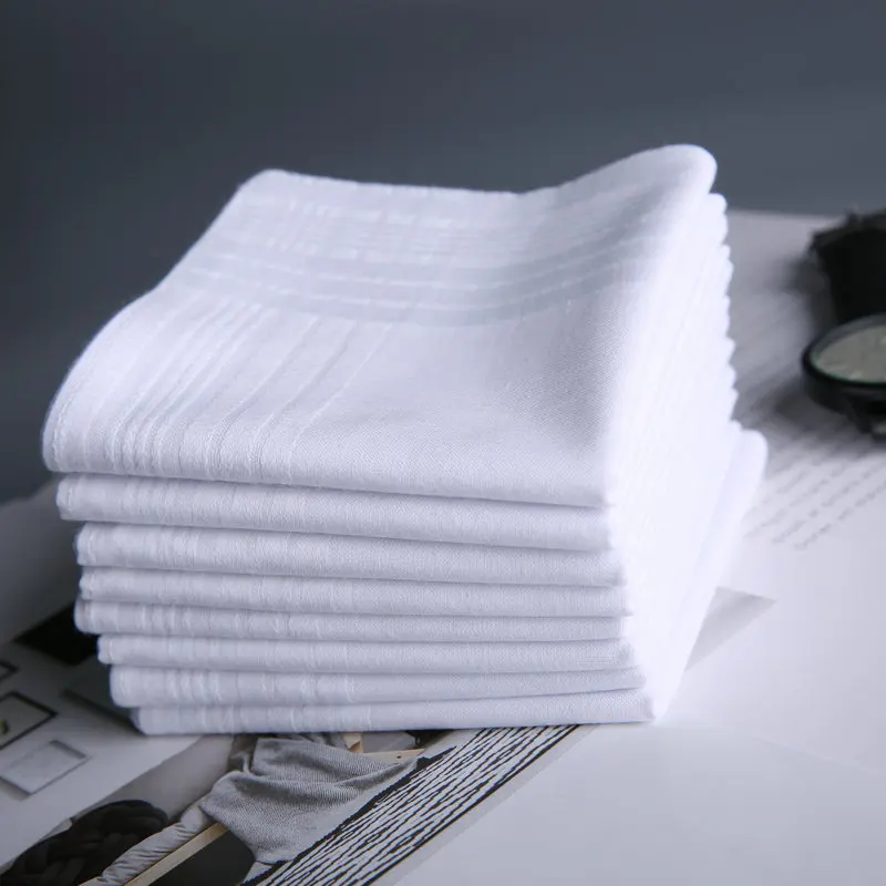 ¡Entrega rápida! Pañuelos de algodón suave para hombre y mujer, pañuelos blancos sólidos con bolsa de regalo, paquete de caja