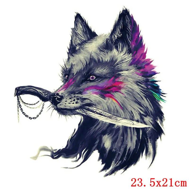 Праджня в стиле панк патч передачи тепла с изображением лисички тигра Льва совы