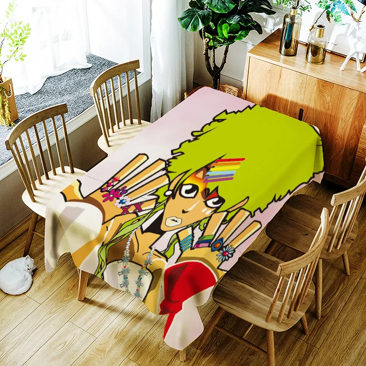 

European and American style cute girl pattern printing washable tablecloth