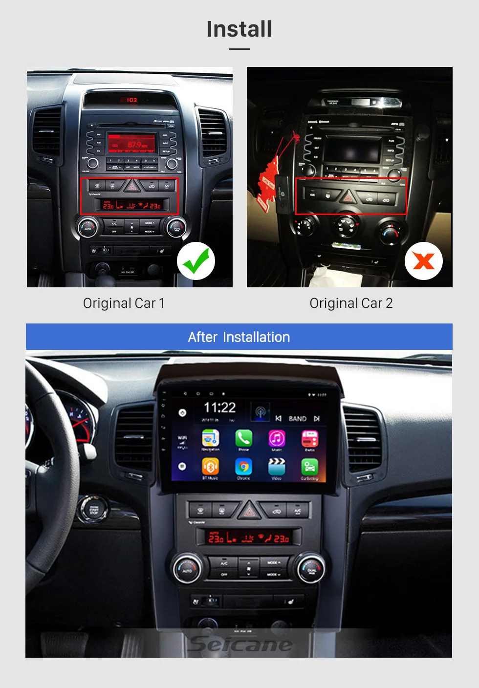 Seicane 10,1 дюймов HD 1024*600 Android 9,0 автомобильный радиоплеер для 2009-2011 2012 KIA Sorento gps Navi Стерео Поддержка DVR SWC wifi
