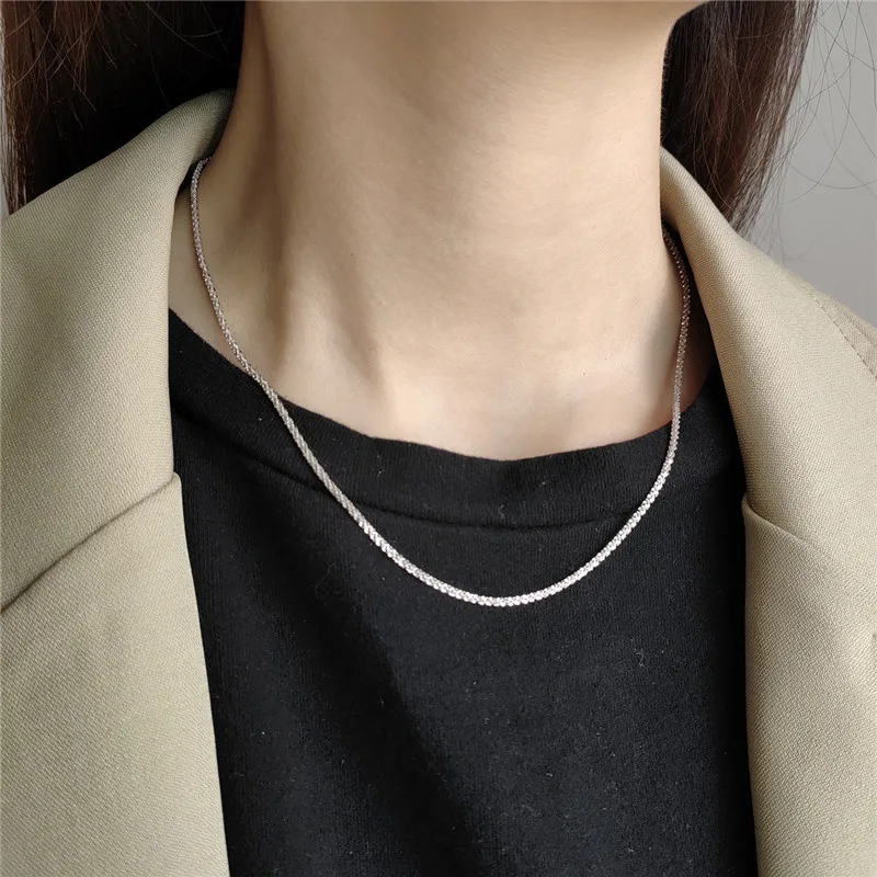 POFUNUO Real 925 пробы серебряные изысканные Чокеры для девушек с цепочкой в виде