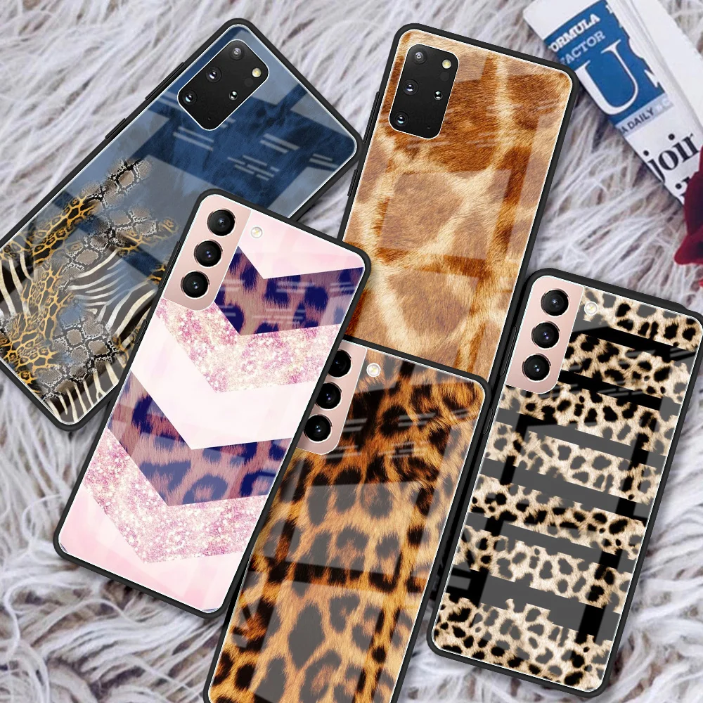 

Tempered Glass Case For Samsung Galaxy S21 Ultra S20 FE S10 Note 10 20 Lite 9 S9 S8 Plus S10e Phone Cover Tiger Leopard Print