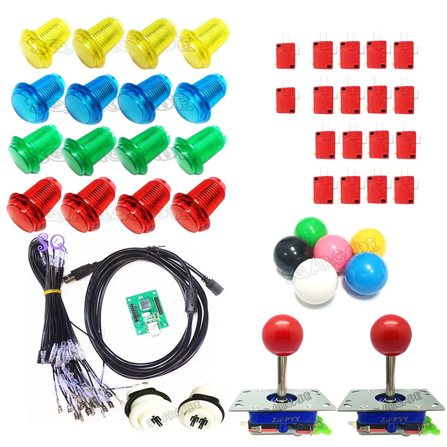 

Arcade mame DIY KIT FOR 2 players PC PS/3 2 IN 1 to arcade joystck LED button interface USB 2 player MAME Interface USB to Jamma