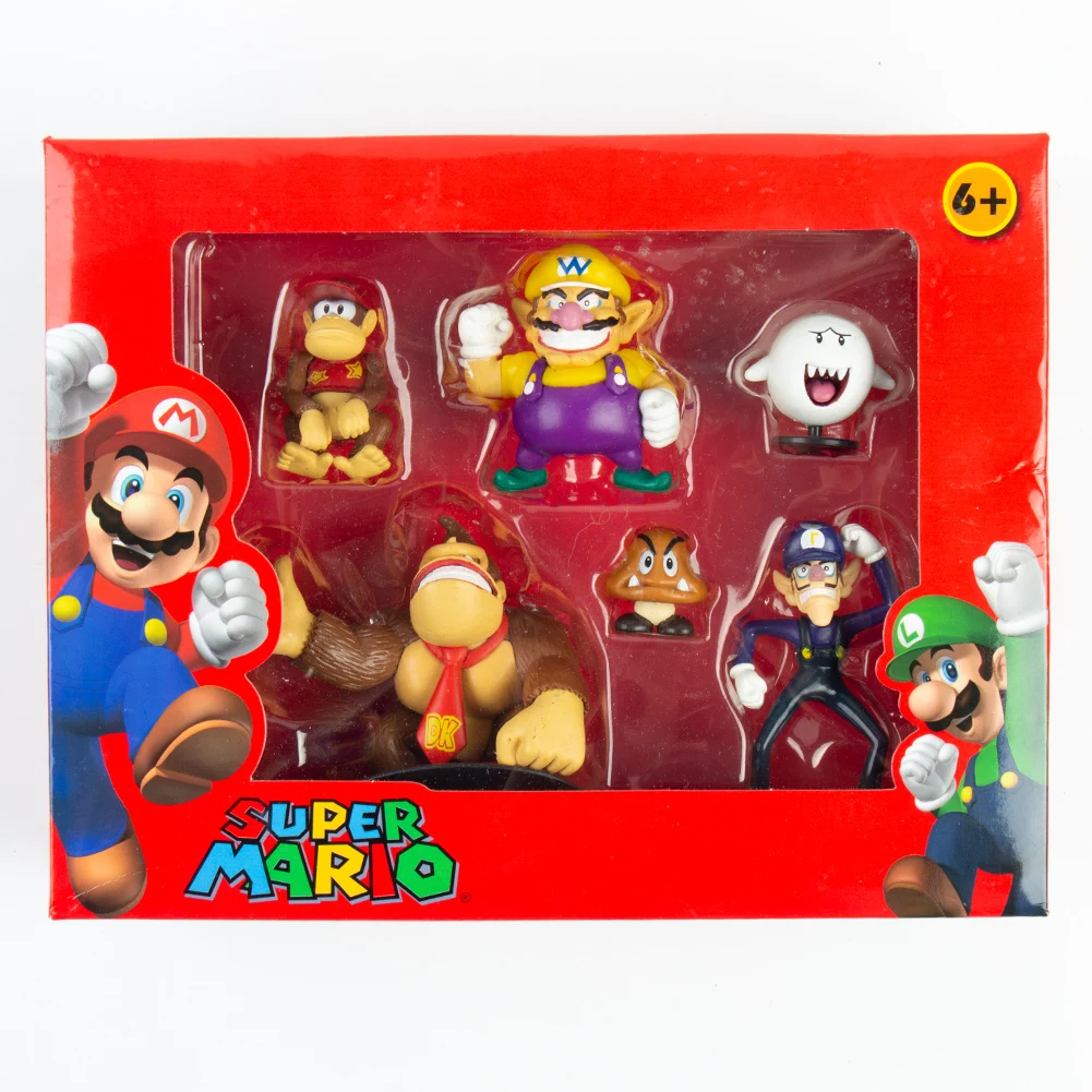 Оригинальная коробка 6 шт./компл. 3-8 см Super Mario Bros ПВХ фигурка игрушки куклы Марио