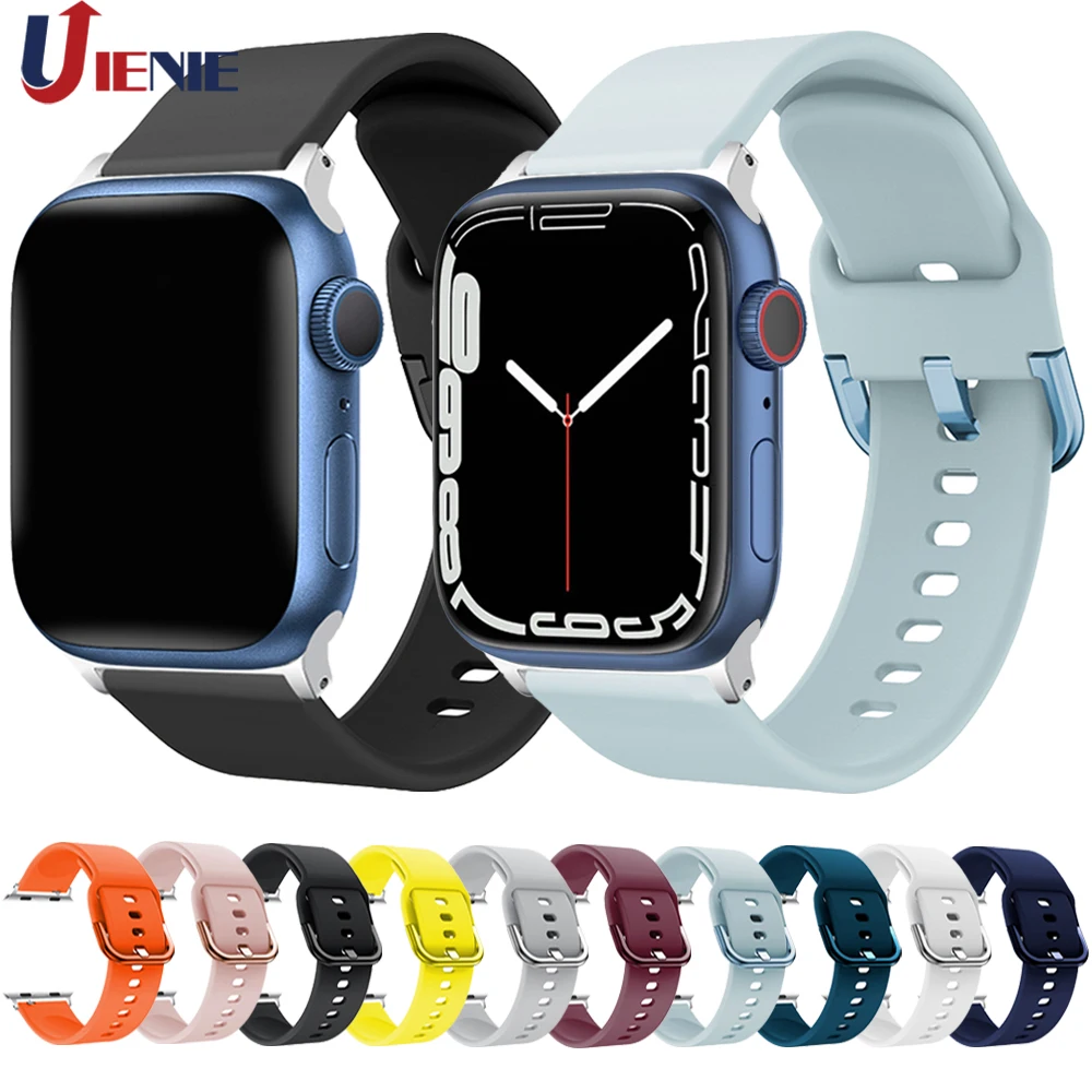 

Ремешок силиконовый для Apple Watch Band, браслет для iWatch Series 7 SE 6 5 4 3 2 1 correa, 45 мм 41 мм 44 мм 40 мм 42 мм 38 мм