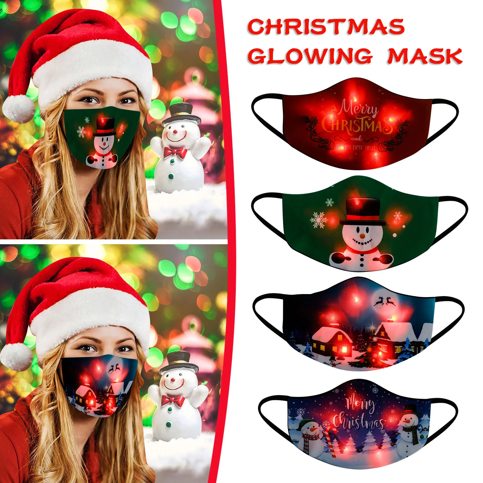 Светодиодная Рождественская маска для лица светильник ящаяся мужчин и женщин