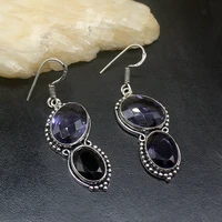 gemstonefactory big promotion unique 925 silver purple amethyst beautiful women ladies gifts dangle drop earrings 20212075