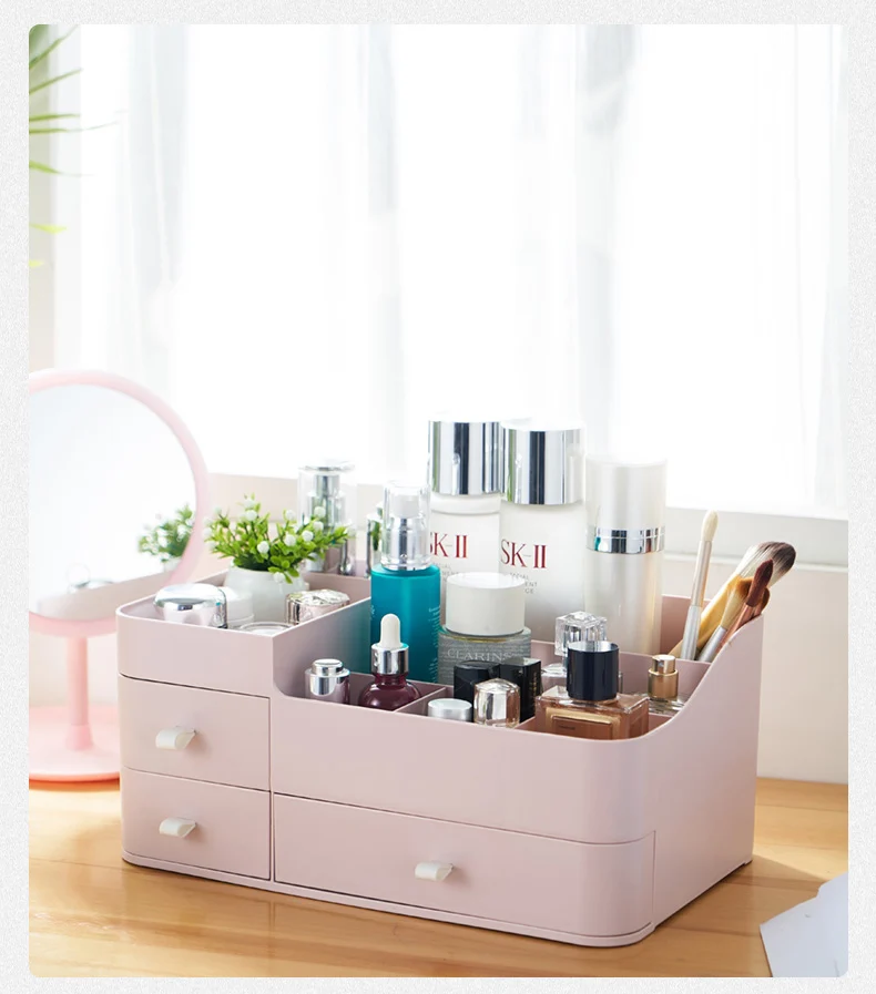 Makeup Brush Organizer Large Capacity Cosmetic Storage Box L ipstick Nail Polish Holder Desktop Drawer Container | Красота и здоровье