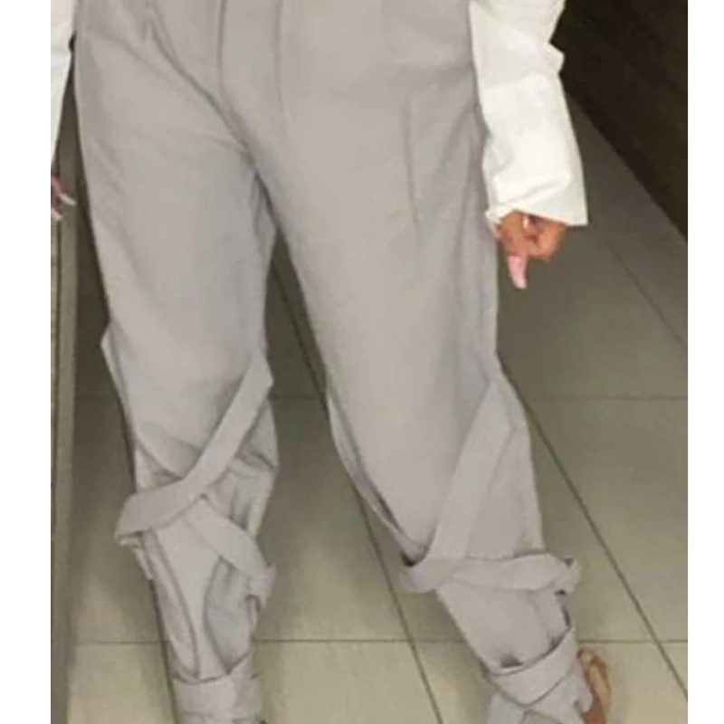 

Брюки-карандаш женские повседневные на шнуровке с высокой талией