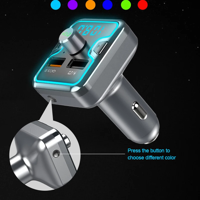 VR robot Bluetooth V5.0 FM передатчик модулятор 6 цветов светодиодный Автомобильный MP3 аудио