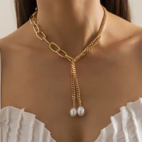 ingemark goth baroque pearl pendant tassel choker necklace for women girl vintage cross chains fashion accessories jewellery new