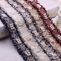 1yards nylon pearl beaded embroidered lace ribbon trim fabric dress sewing supplies diy clothing accessories