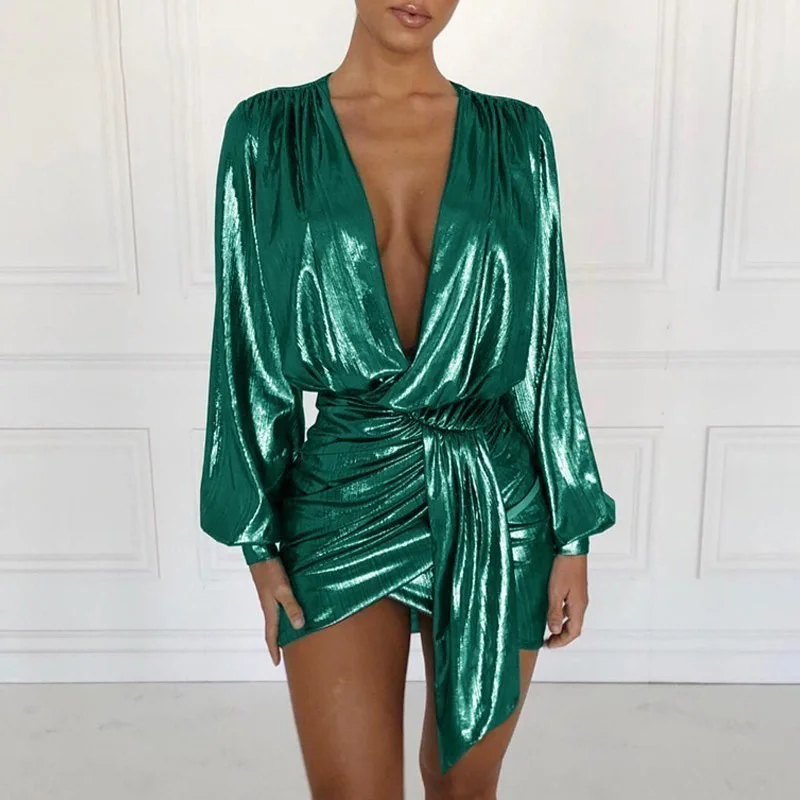 YIYOU Бандажное облегающее платье с запахом женские сексуальные платья для