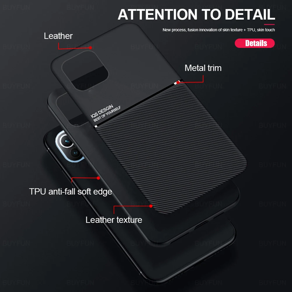 

mi11 case leather texture car magnetic holder phone cover for xiaomi mi 11 xiaomi11 6.81 matte silicon bumper shockproof coque