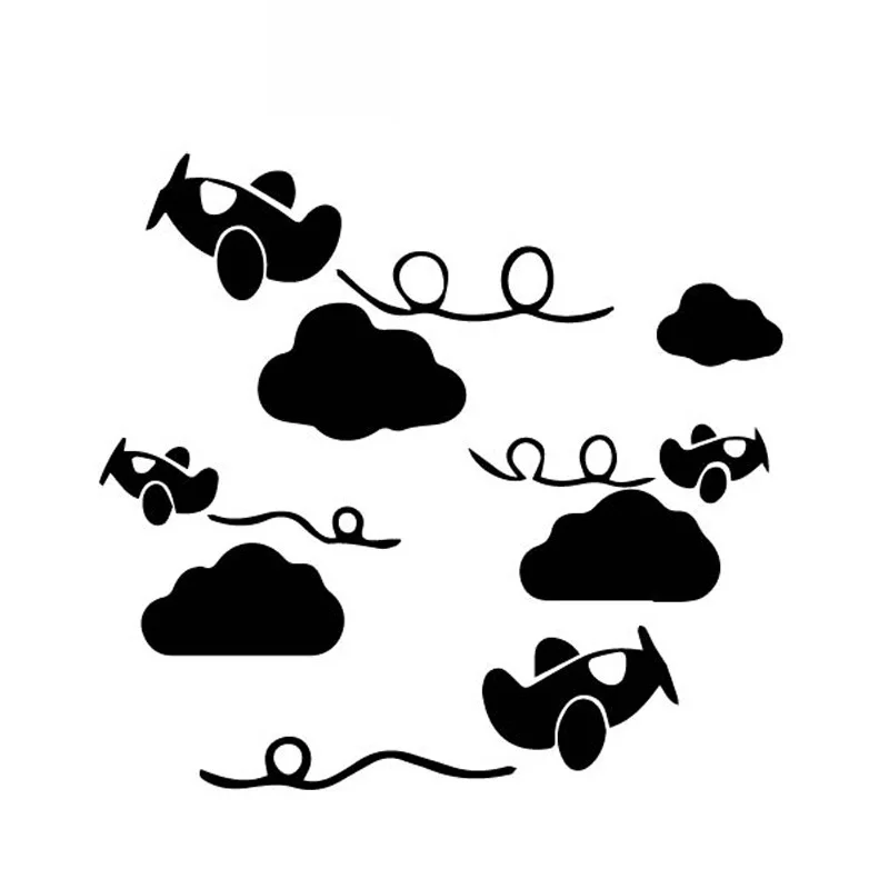 Автомобильные наклейки анимированные Мультяшные самолеты и облака ПВХ