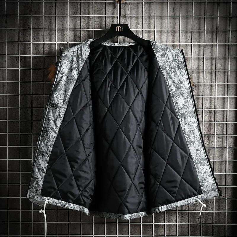 Winter menjacket Luminous color fur collar thickened keep warm winter personality trend loose casual high quality jackets