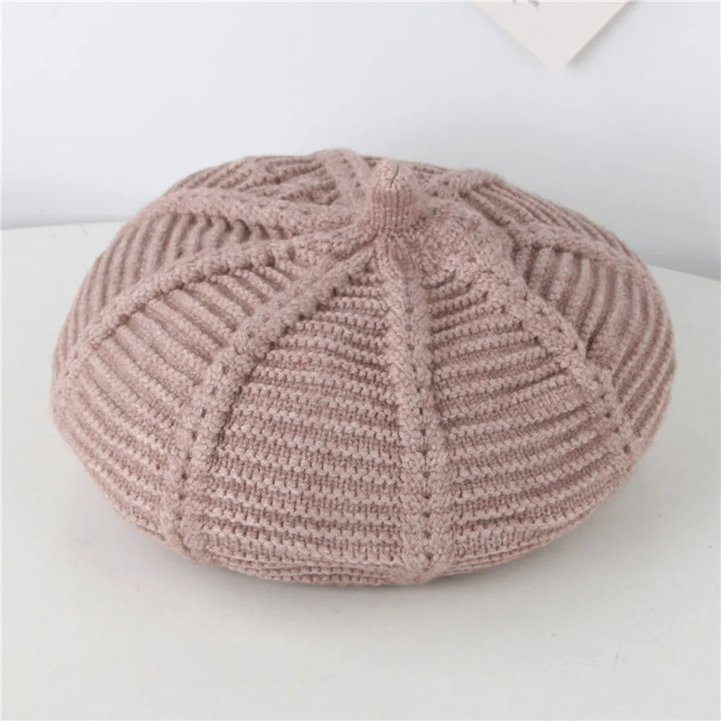 Детский берет gorras, одноцветная полоска, шерстяная вязаная шапка в виде тыквы, boalar shlyapa Sombrero de nigno Czapka dziecienca sea4