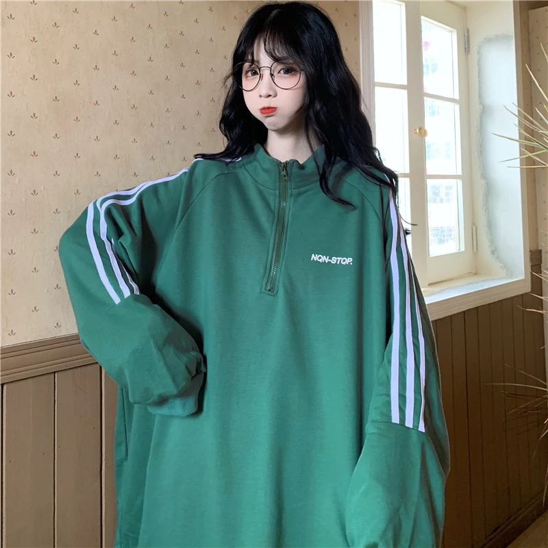 

Винтажный свитер, женская тонкая свободная спортивная куртка в Корейском стиле, в стиле Ins, BF, с воротником-стойкой, для весны и осени, 2020
