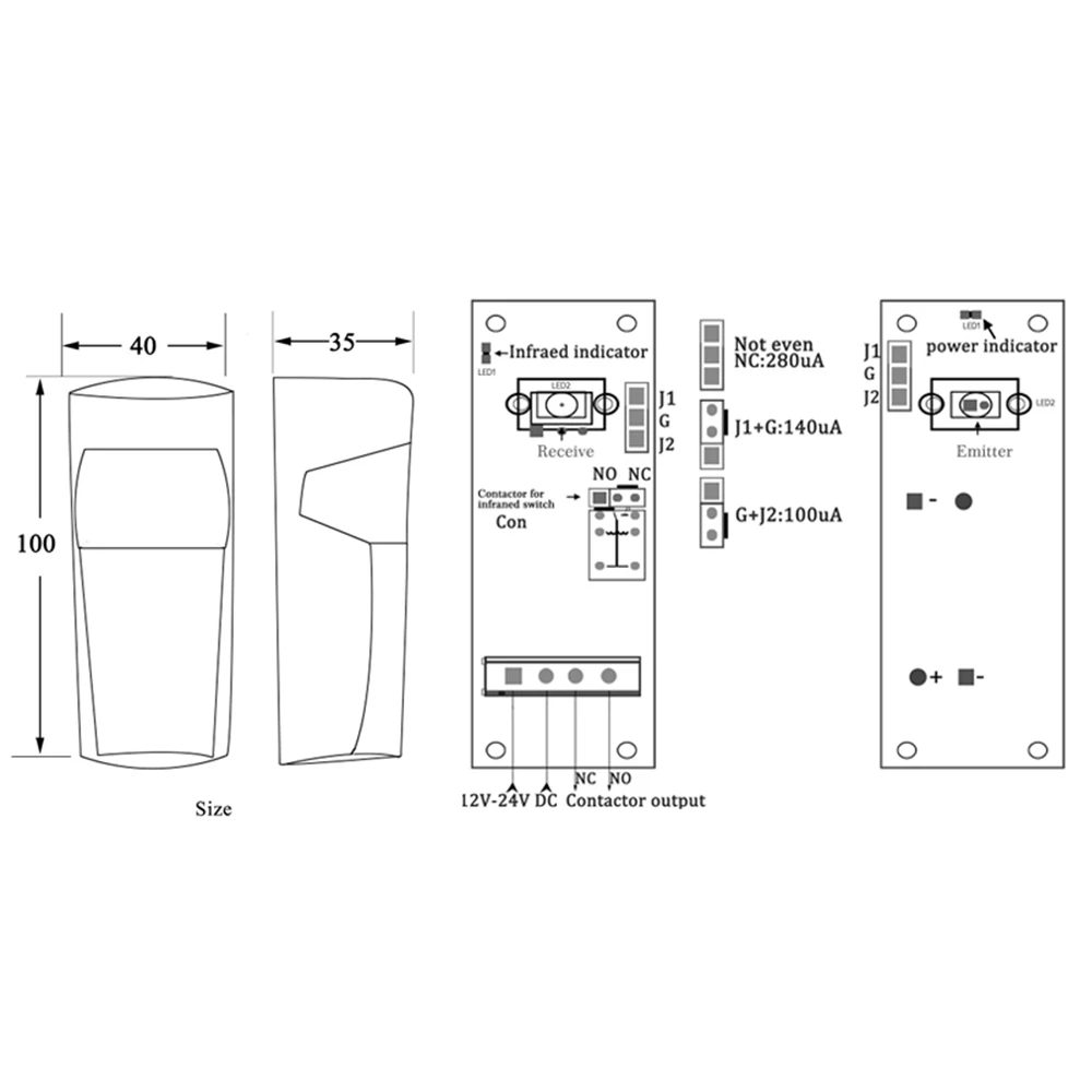 Garage Parking Barrier Automated Gate Sensor Photocelda Photoelectric Photocells Cell Door Infrared Detector Safety Beam | Безопасность
