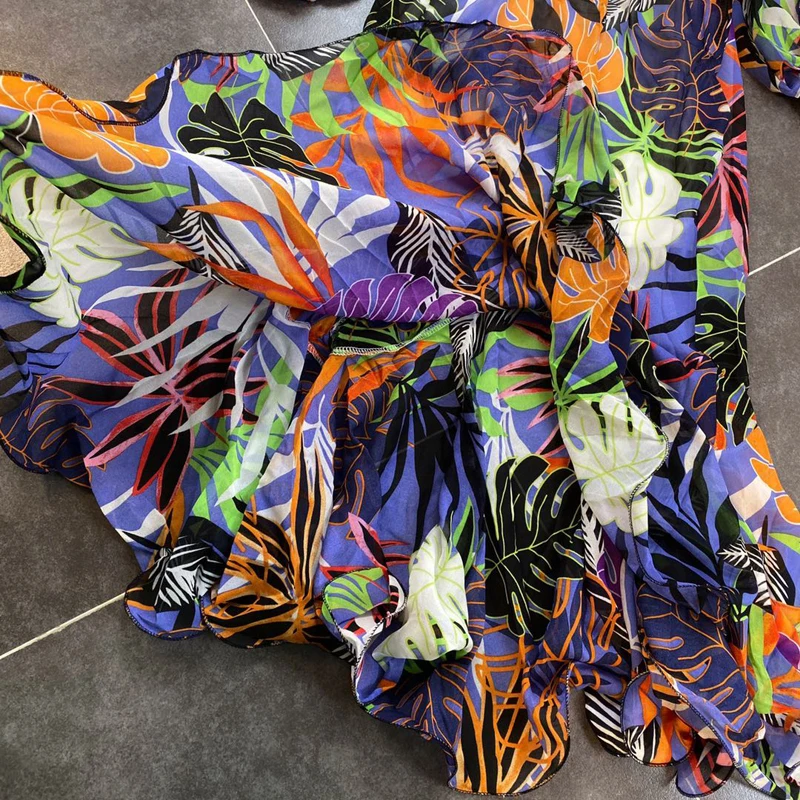 

QUALITY 2021 HIGH Runway Designer Dress Women's Lantern Sleeve Gorgeous Floral Print Mermaid Dress