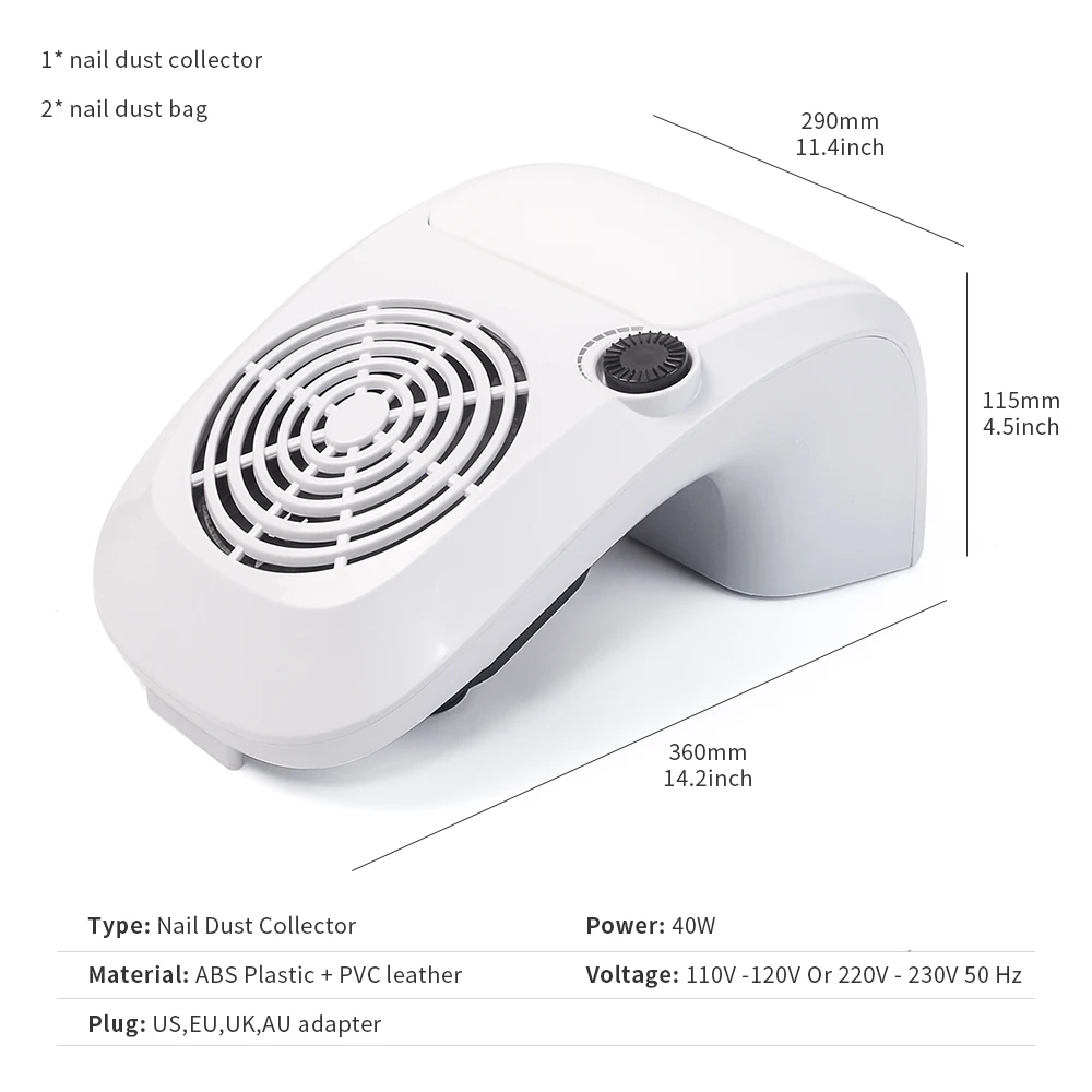 40 Вт Мощный коллектор для всасывания пыли с ногтей пылесос профессиональный