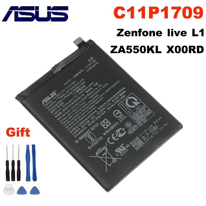 Аккумулятор для телефона ASUS C11P1709 3040 мАч высокая емкость 100% оригинал батарея Asus