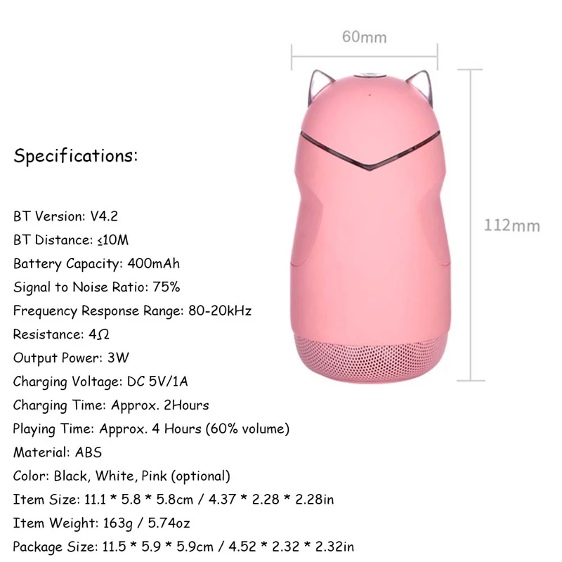 Мини-творческий мультфильм cat беспроводной мобильный телефон bluetooth динамик