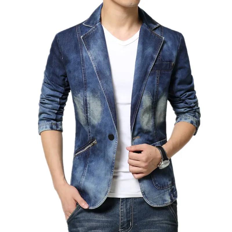 

Zoulv2021 High Quality Brand Cool Mens Blazer Jacket Trendy Jeans Suits Single Button Casual Men Slim Fit Denim Suit Jackets 4xl