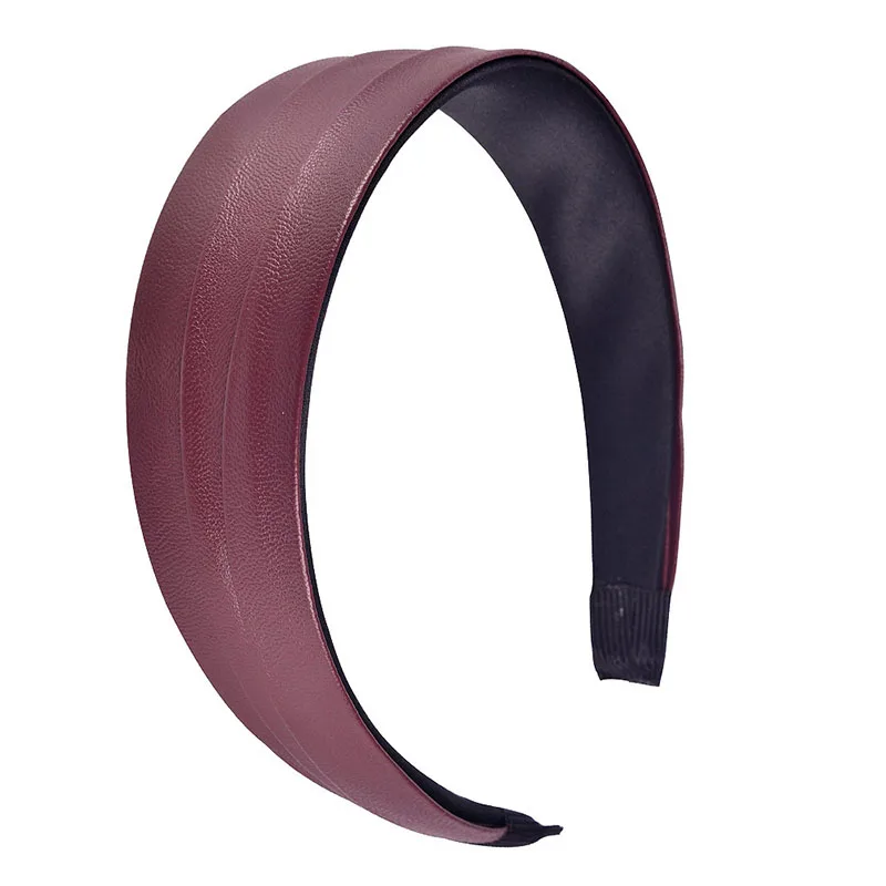 

Punk Wide Leather Hairbands For Women Crumpled Lows Black Blue Solid Color PU Bangs Headbands Girls Clubs Party Headwrap Jewelry