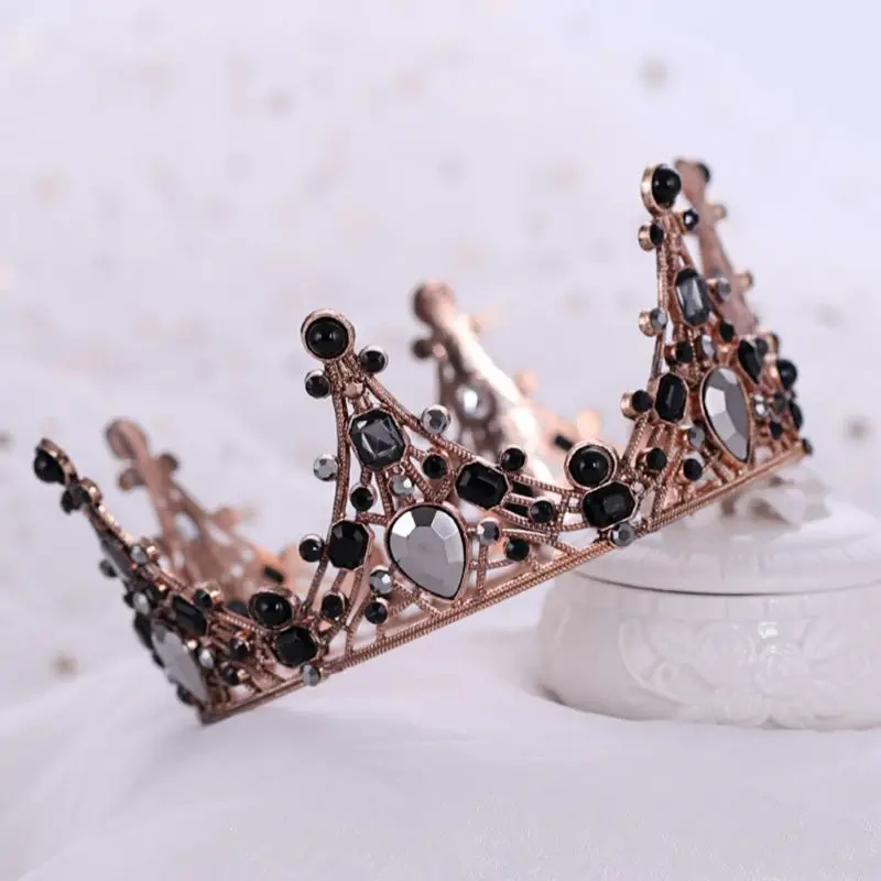 

Baroque Retro Crown Headpiece Birthday Party Prom Diadem Headdress Bridal Tiara Jewelry