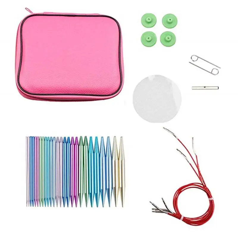 

13 pairs Aluminum Change Head Circular Knitting Needle Ring Set Practical Economy Hook Tool Sewing Tools Accessory
