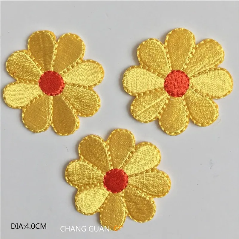 

50 шт./лот нашивки с вышивкой золотые цветы аксессуары для украшения одежды платья Милая ладонь «сделай сам» железная теплопередающая аппли...