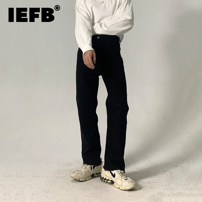 

Джинсы IEFB женские прямые свободного покроя, дизайнерские брюки до щиколотки, повседневные джинсовые штаны в Корейском стиле, модель 9Y8818, 2023