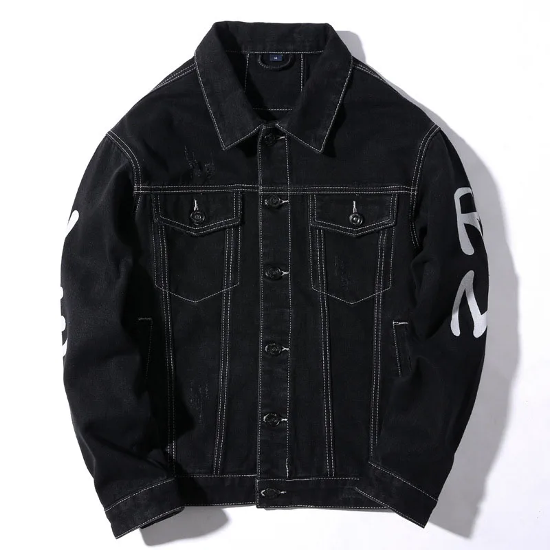 KIOVNO осенние мужские повседневные джинсовые куртки карго с надписью сзади