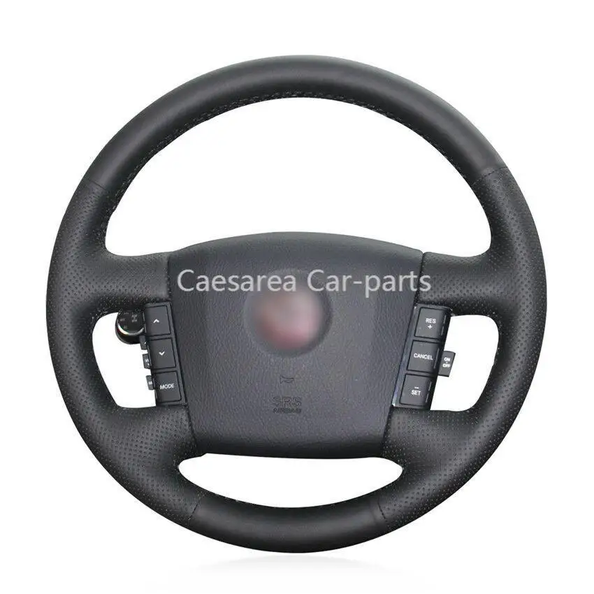 

For Kia Borrego 2008-15 hand-sewn steering wheel cover black artificial leather