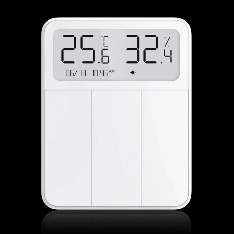 

Original New Xiaomi smart screen display wall switch light remote control wireless 3-button temperature and humidity LED display