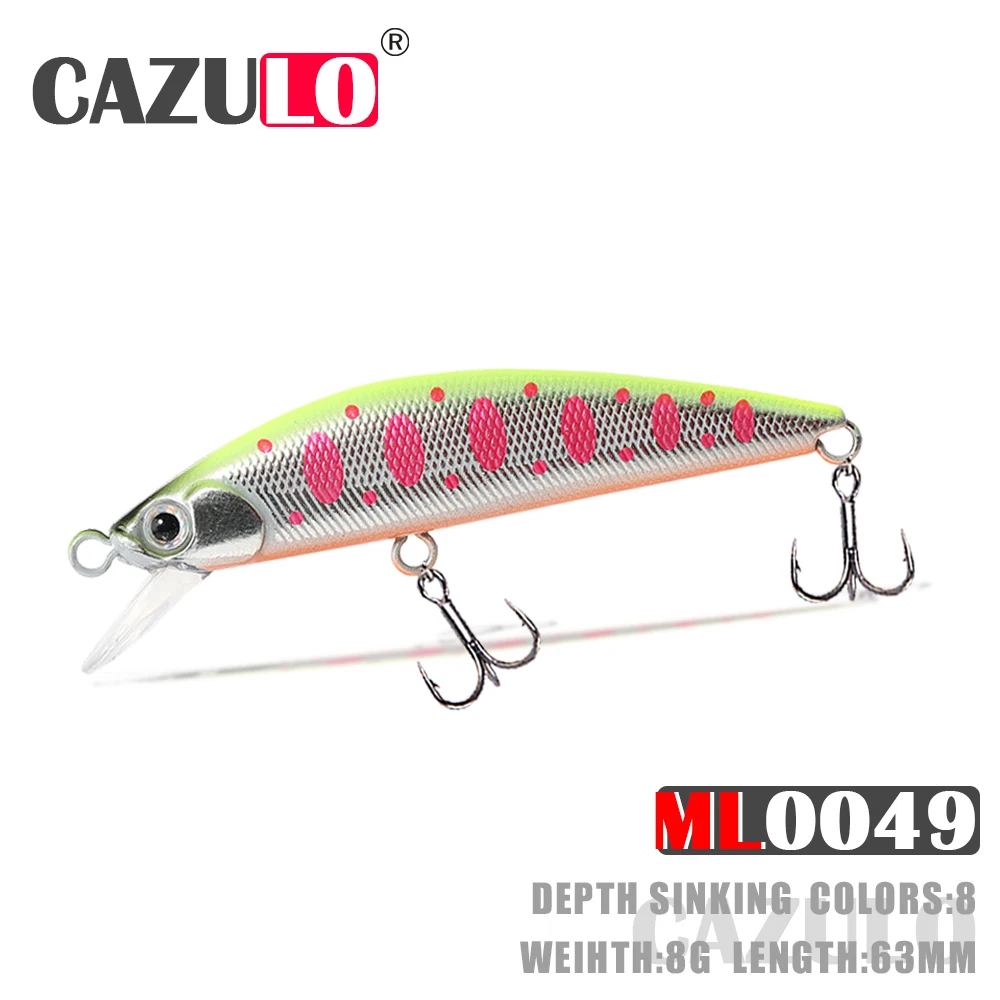 

Fishing Accessories Lure Minnow Isca Artificial Pesca Accesorios Mar Weights 8g 63mm Wobblers Sinking Articulos Pike Fish Leurre