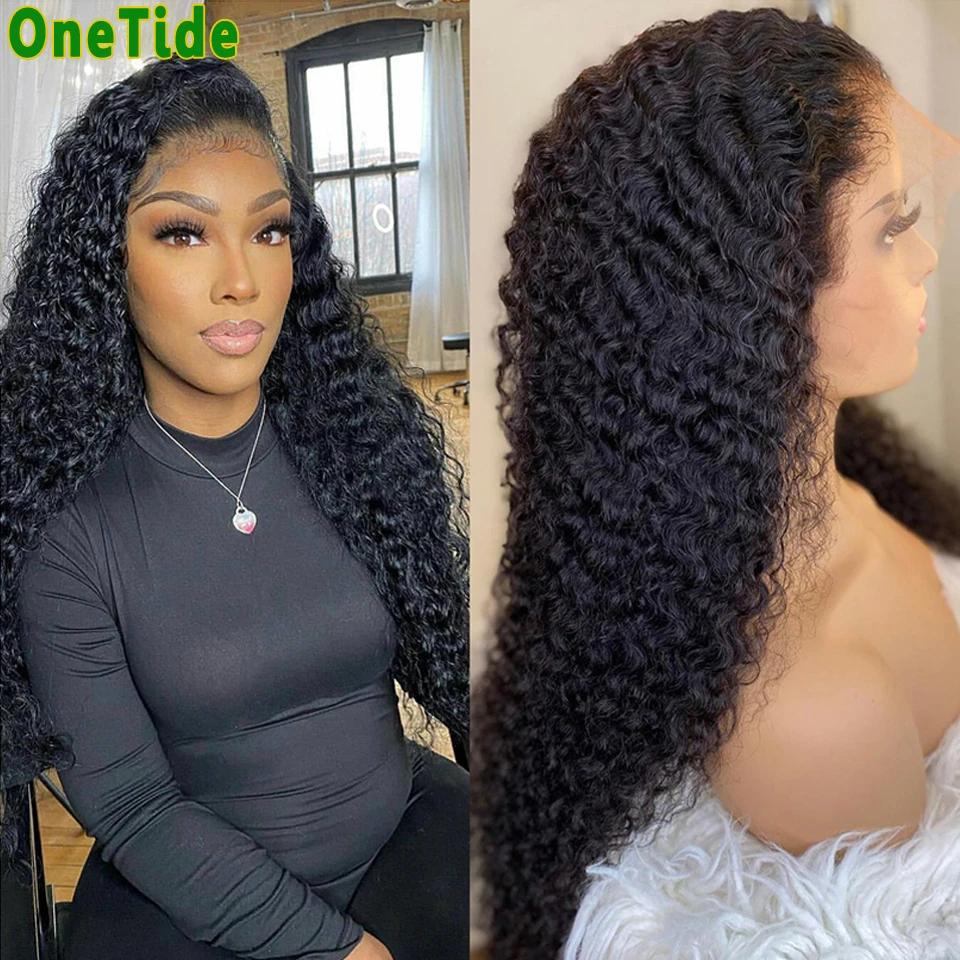 Afro Kinky Curly Lace Front Human Hair Wig Brazilian 30 Inch Lace Frontal Human Hair Wigs For Women Deep Curly Lace Closure Wig