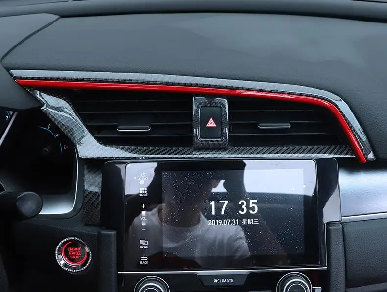 Наклейки для салона автомобиля из углеродного волокна, Накладка для Honda Civic 10th Gen, автомобильные декоративные аксессуары